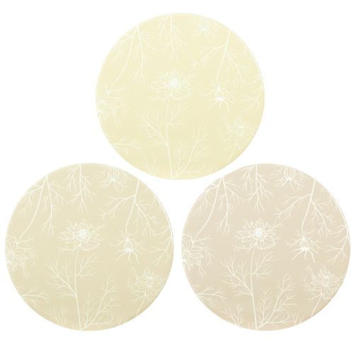 Product Coasters Table Decoration Flowers Beige Brown Ø20cm 3 Pcs
