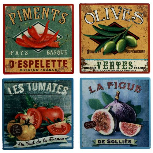 Floristik24 Coasters for glasses ceramic fruit vegetables 10×10cm 4pcs