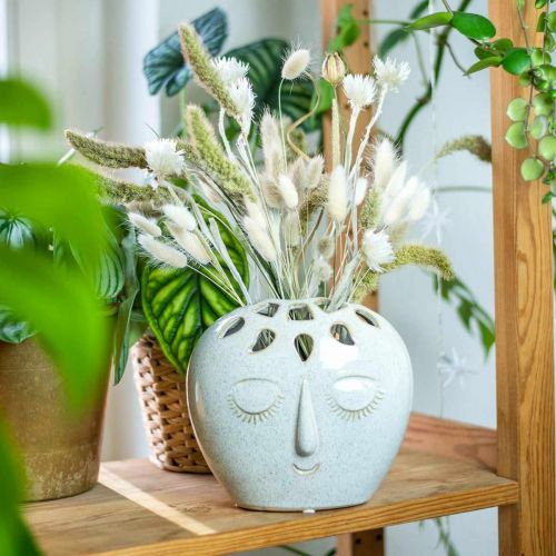 Floristik24 Vase with face cream, beige H18cm stoneware look 1 pc