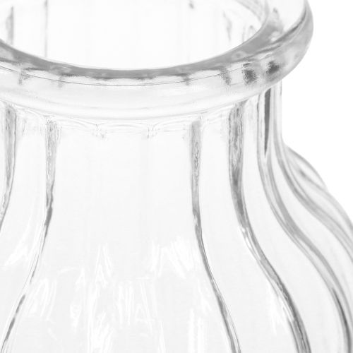 Floristik24 Vase glass grooves glass vase decorative glass clear Ø11cm H15cm 2pcs