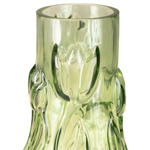 Product Glass vase with embossed tulip design for harmonious room design, 30cm