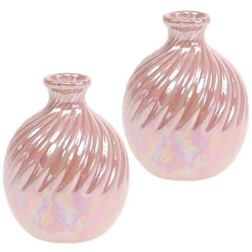 Floristik24 Vase Ø7.5cm H10cm mother of pearl pink 6pcs