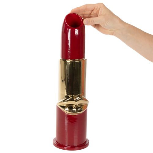 Decorative vase with lipstick design for artificial flowers with long stems, 38cm | Floristik24.co.uk