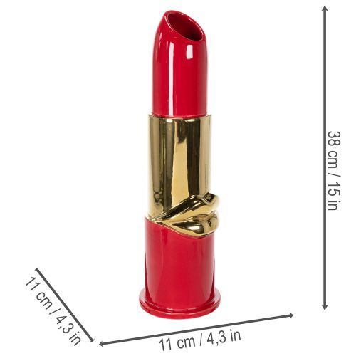 Decorative vase with lipstick