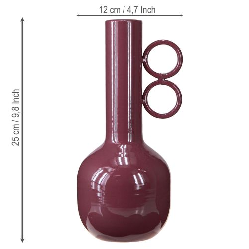Product Modern, artistic vase with a long neck and round handles for stylish interiors, 24cm