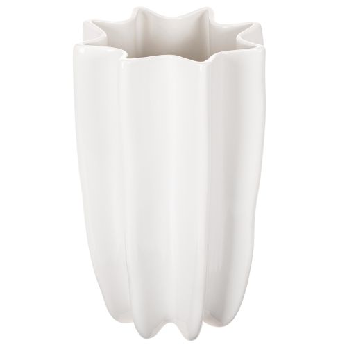 White Ribbed Ceramic Vase for Dried Flowers 24cm | Floristik24.co.uk