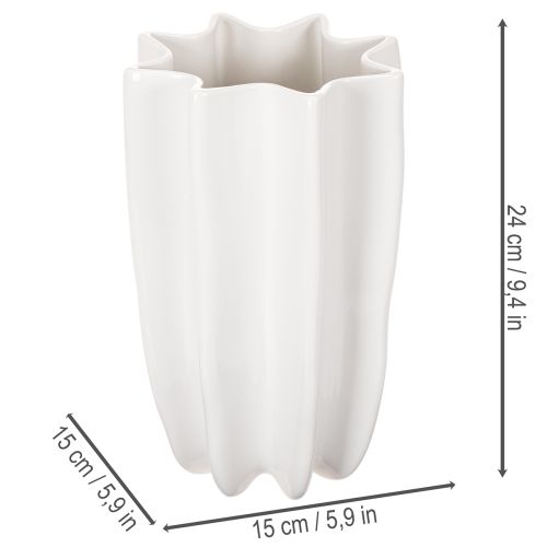 White Ribbed Ceramic Vase for Dried Flowers 24cm | Floristik24.co.uk