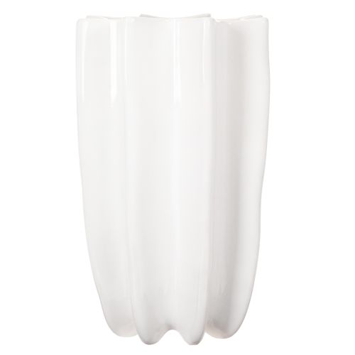 White Ribbed Ceramic Vase 24cm for Dried Flowers | Floristik24.co.uk