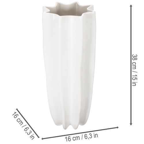 ProductName  
Tall White Ribbed Ceramic Vase 38cm for Artificial and Dried Flowers  

ProductDescription  
<div>  
<h2>Tall White Ribbed Ceramic Vase for Modern Home Decor</h2>  
<p>This tall white ribbed vase is made from ceramic, offering a modern and s | Floristik24.co.uk