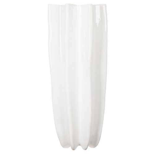 Tall White Ribbed Ceramic Vase 38cm for Artificial and Dried Flowers | Floristik24.co.uk