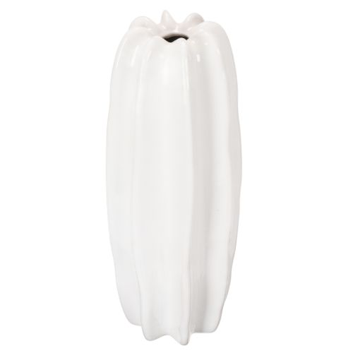 White Ribbed Ceramic Vase for Dried Flowers – 40cm | Floristik24.co.uk