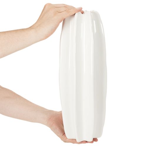 White Ribbed Ceramic Vase for Dried Flowers – 40cm | Floristik24.co.uk