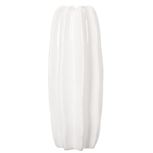 White Ceramic Ribbed Vase for Dried Flowers 40cm | Floristik24.co.uk