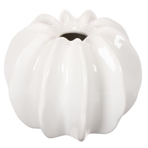 Shiny White Pumpkin-Shaped Decorative Vase for Autumn, 19cm | Floristik24.co.uk