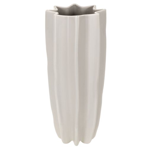 Modern Ribbed Ceramic Vase, Taupe Matt, 38cm