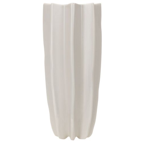 Modern Ribbed Ceramic Vase, Taupe Matt, 38cm | Floristik24.co.uk