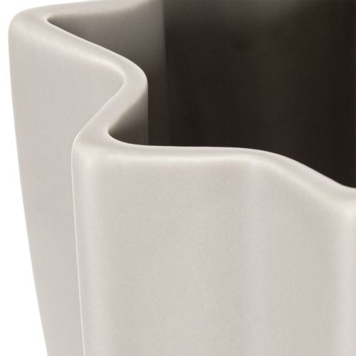 Modern Ribbed Ceramic Vase, Taupe Matt, 38cm | Floristik24.co.uk