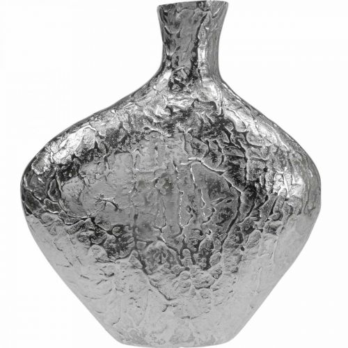 Product Decorative Vase Metal Hammered Flower Vase Silver 24x8x27cm