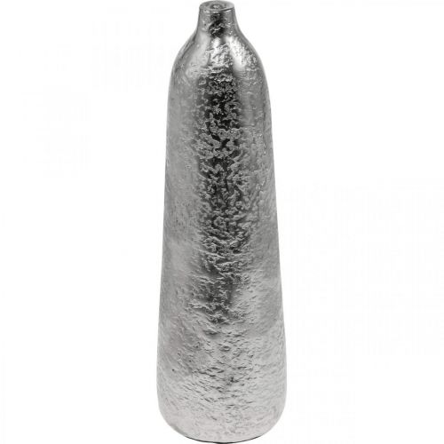 Decorative Vase Metal Hammered Flower Vase Silver Ø9.5cm H32cm
