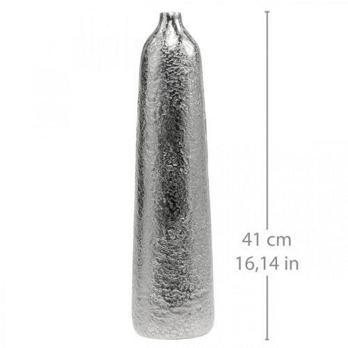 Product Decorative Vase Metal Hammered Flower Vase Silver Ø9.5cm H41cm