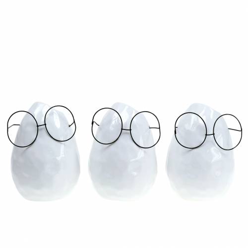Floristik24 Vase with Glasses Easter Decoration Ceramic White Ø8.5cm H13cm 3 pcs