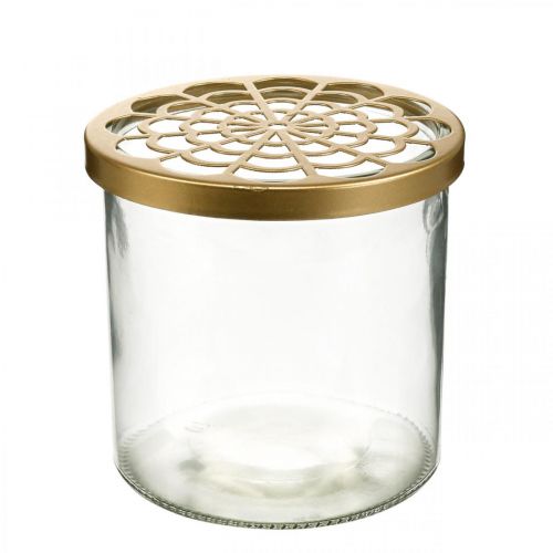 Product Glass vase with plug-in lid, plug-in grid, table vase with plug-in aid H10cm Ø10cm