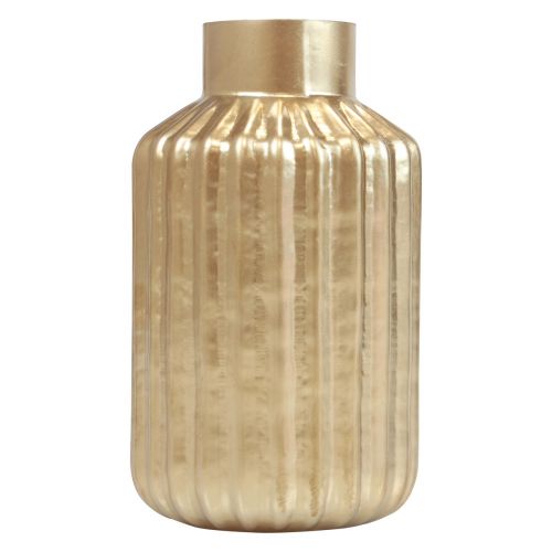 Vase gold glass vase with grooves flower vase glass Ø8cm H14cm