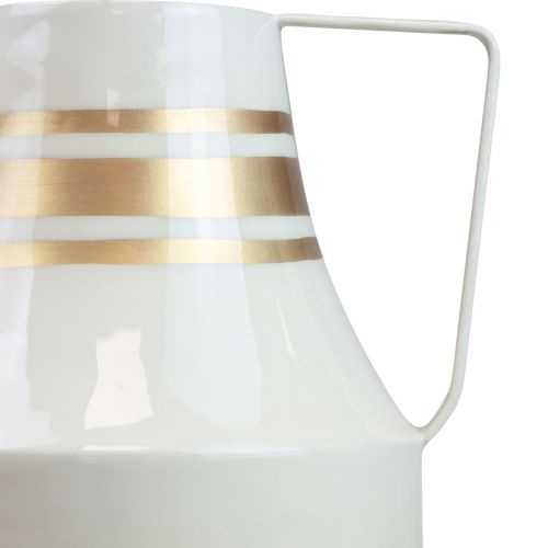 Product Vase metal handle decorative jug grey/cream/gold Ø17cm H23cm