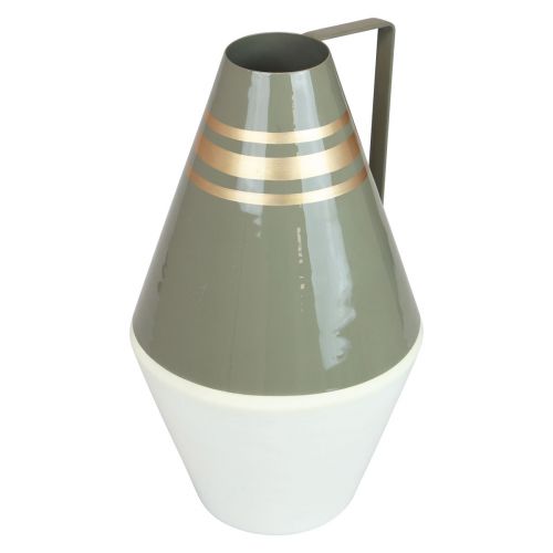 Product Vase metal handle grey/cream/gold vintage Ø19cm H31cm