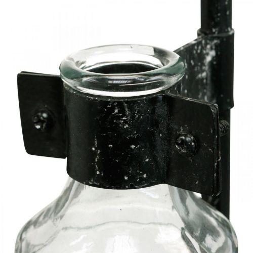Product Decorative vase decorative bottle with metal stand black Ø16cm