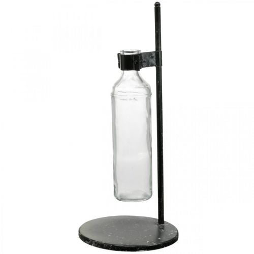 Product Decorative vase decorative bottle with metal stand black Ø16cm