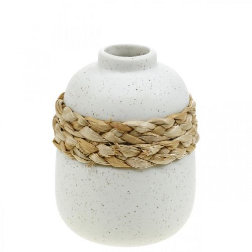 Floristik24 Flower vase white ceramic seagrass table vase H10.5cm 2pcs