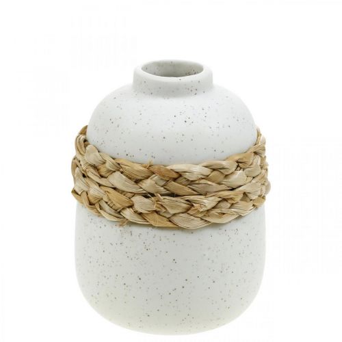 Floristik24 Flower vase white ceramic and seagrass Small table vase H10.5cm