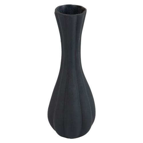 Floristik24 Vase black glass vase grooves flower vase glass Ø6cm H18cm