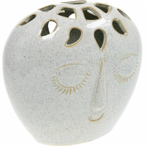 Floristik24 Vase with face cream, beige H18cm stoneware look 1p