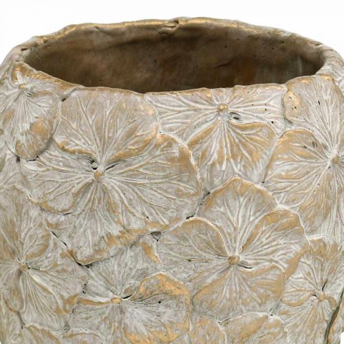 Floristik24 Decorative pot flower pattern, concrete vase golden vintage look Ø18cm H24cm