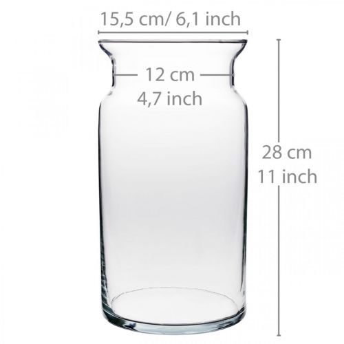 Floristik24 Glass vase, decorative vase, candle glass Ø15.5cm H28cm