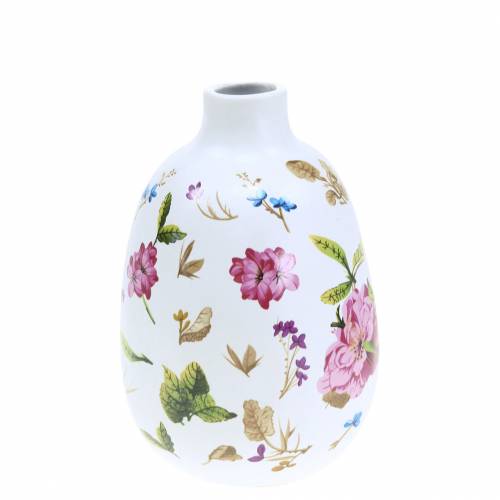 Floristik24 Decorative vase white flowers Ø9cm H13.8cm