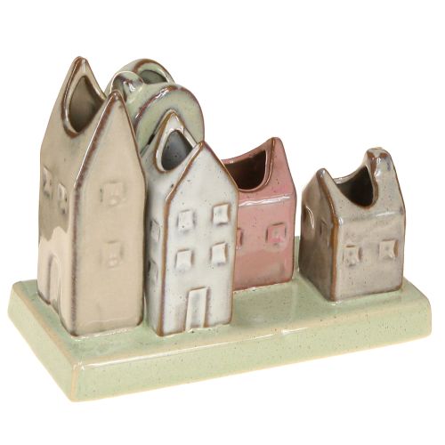 Mini vase set, colorful houses for table decoration, 14cm