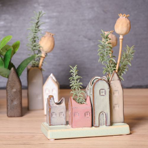 Product Mini vase set, colorful houses for table decoration, 14cm