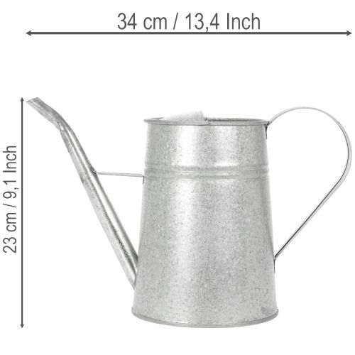 Galvanized decorative watering can, metal, grey, vintage look, 1.7L, H23cm, for stylish flower decorations &amp; planters | Floristik24.co.uk