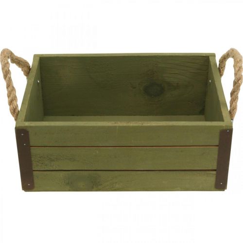 Product Vintage flower box wooden planter green L24/30cm set of 2