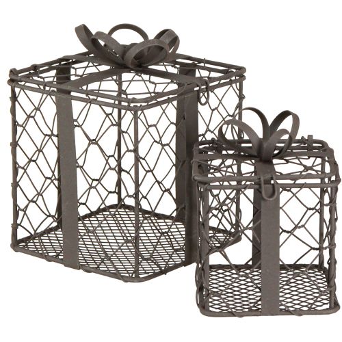 Floristik24 Vintage Wire Basket Gift Metal Grey 10.5/7.5cm Set of 2