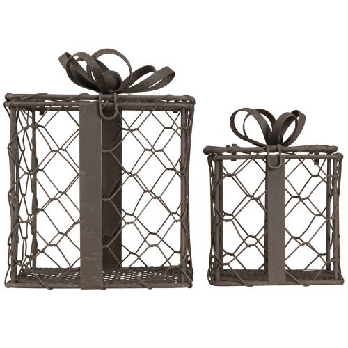 Floristik24 Vintage Wire Basket Gift Metal Grey 10.5/7.5cm Set of 2