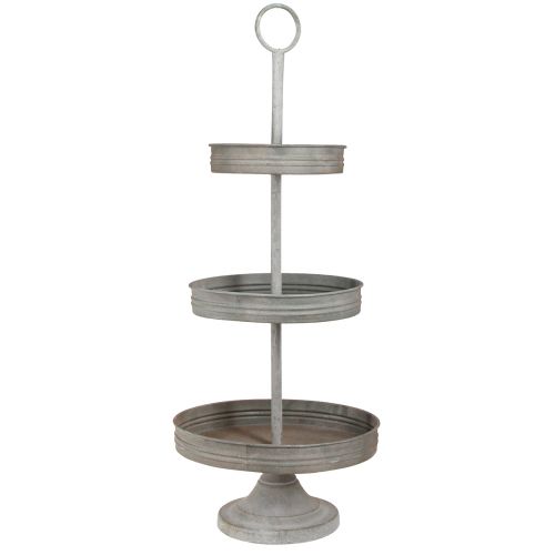 Vintage etagere metal gray 3 tiers Ø30.5cm H78cm