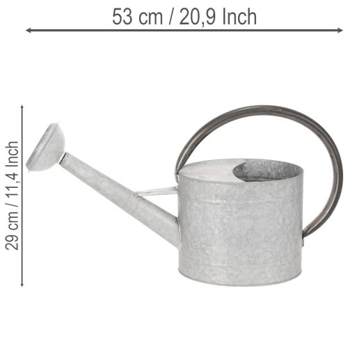 Vintage metal watering can, silver-grey, stylish garden decoration, flower vase, L53cm H29cm | Floristik24.co.uk