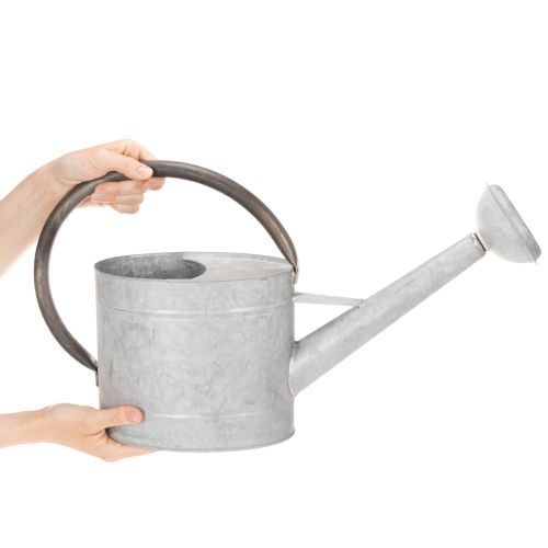 Vintage metal watering can, silver-grey, stylish garden decoration, flower vase, L53cm H29cm | Floristik24.co.uk