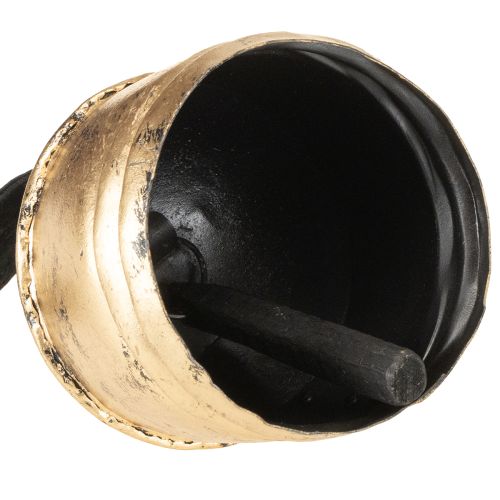 Product Vintage bell gold with black velvet ribbon H15cm