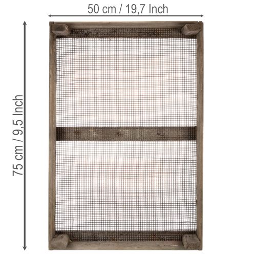 Product Vintage wooden box with wire mesh, country style, onion strainer, decorative, 75×50×14cm