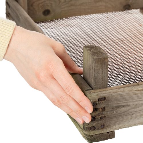 Product Vintage wooden box with wire mesh, country style, onion strainer, decorative, 75×50×14cm